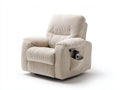 Sillones reclinables tapizados en pana 92x95x105 cm - beige claro - acolchado grueso con reposapiés integrado y bolsillo lateral