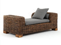 Tumbonas de ratán sintético 180x85x82 cm - marrón oscuro y gris - estructura envolvente con reposabrazos diseño rústico