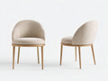 Sillas de comedor tapizadas en tejido bouclé 56x60x82 cm - beige claro y roble natural - respaldo envolvente y diseño moderno