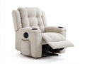 Sillones reclinables tapizados 92x95x105 cm - Beige - Reposapiés extensible portavasos y diseño acolchado