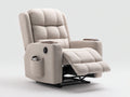 Sillones reclinables tapizados 95x95x105 cm - beige claro y negro - reposapiés elevable con portavasos y bolsillo lateral