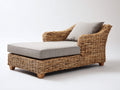 Tumbonas de ratán 180 x 90 x 85 cm - marrón natural y gris claro - diseño amplio con respaldo envolvente y asiento acolchado