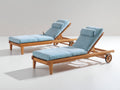 Tumbonas de madera 200 x 70 x 95 cm - azul claro y madera natural - respaldo reclinable con ruedas para jardín