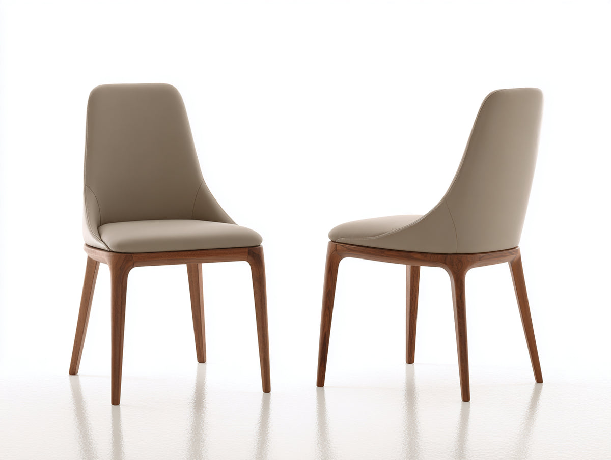 Sillas de comedor de madera 50x56x88 cm - nogal y beige topo - asiento y respaldo tapizados diseño moderno