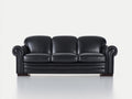 Sofás 3 plazas tapizados en cuero 210x95x90 cm - negro y marrón oscuro - brazos enrollados diseño clásico