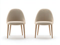 Sillas de comedor tapizadas en tejido y madera 50x57x84 cm - beige-madera natural - diseño curvo moderno