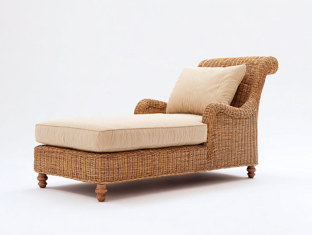 Tumbonas de ratán sintético 185x82x88 cm - marrón natural-beige claro - diseño amplio con reposabrazos
