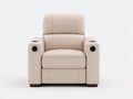 Sillones reclinables tapizados en cuero sintético 94x98x106 cm - Beige - Reposapiés extensible y portavasos integrados
