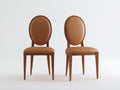 Sillas de comedor de cuero sintético y madera 48x55x98 cm - marrón-madera oscura - respaldo ovalado de estilo clásico
