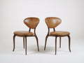 Sillas de comedor de madera 52x56x82 cm - nogal y marrón coñac - asiento y respaldo tapizados diseño retro moderno