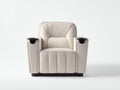 Sillones reclinables tapizados 92x98x103 cm - marfil-marrón oscuro - diseño acolchado con portavasos integrados