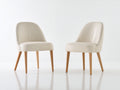 Sillas de comedor de cuero sintético y madera 52x60x82 cm - crema-madera natural - diseño curvo moderno