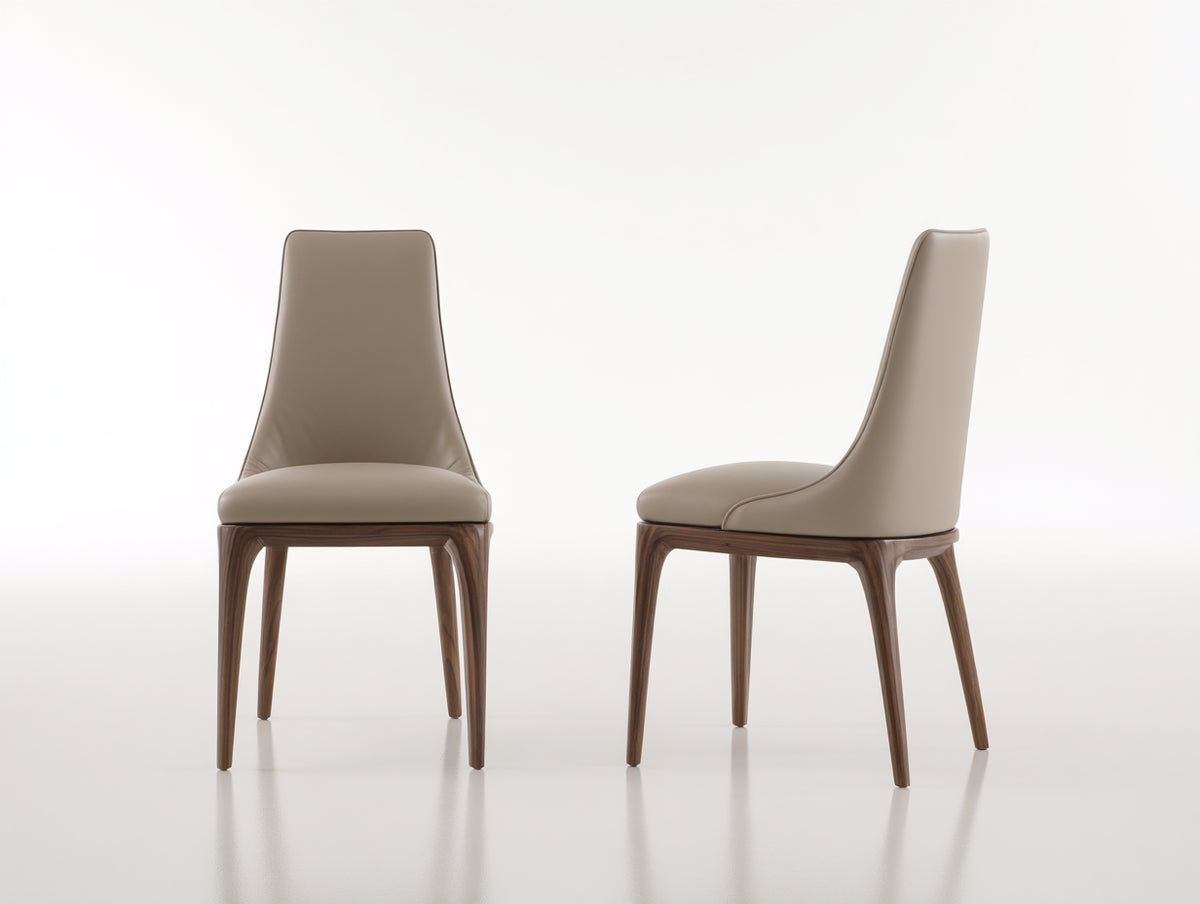Sillas de comedor tapizadas 52x58x88 cm - Beige-Marrón nogal - Respaldo alto y diseño moderno