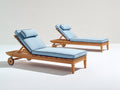 Tumbonas de madera 200x70x35 cm - madera natural-azul claro - respaldo reclinable con ruedas