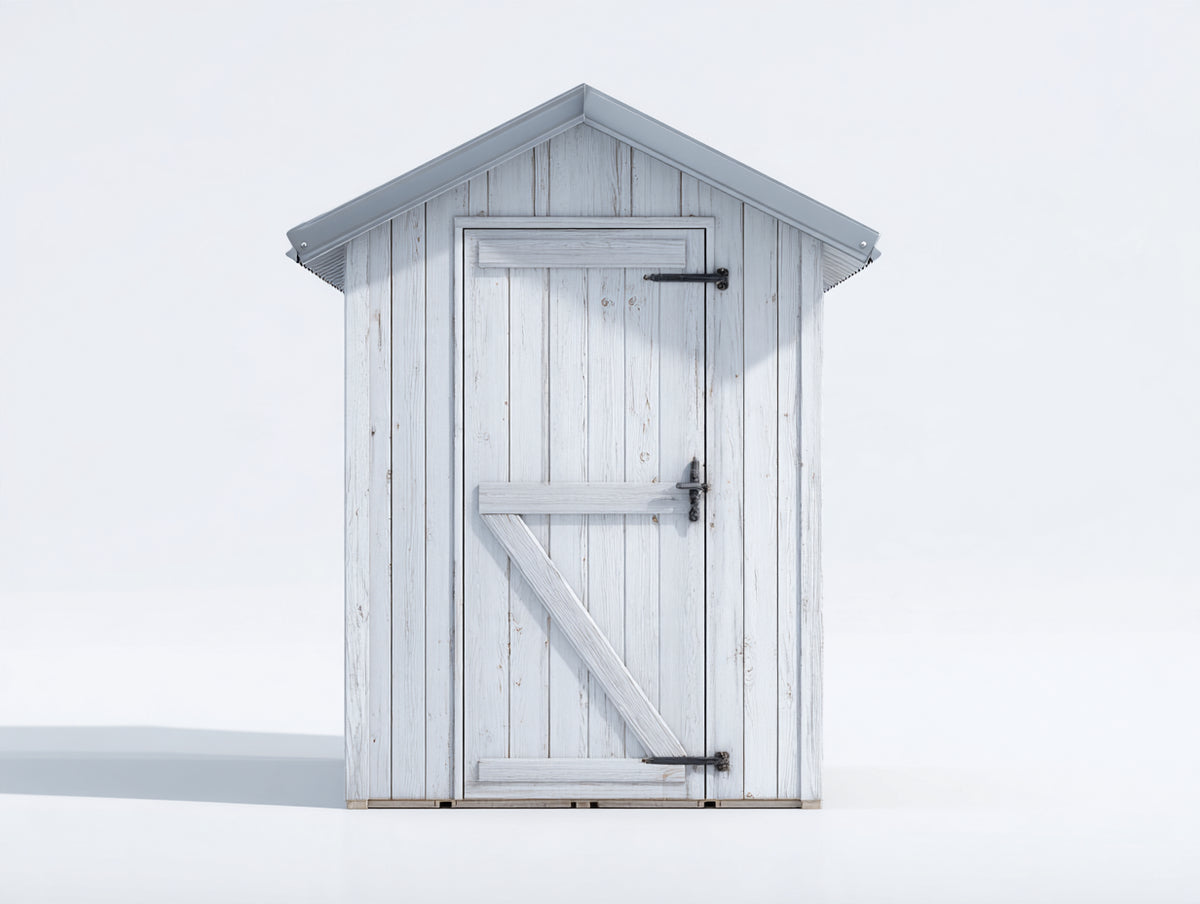 Casetas de jardín de madera 120x100x210 cm - Blanco - Puerta abatible y techo a dos aguas