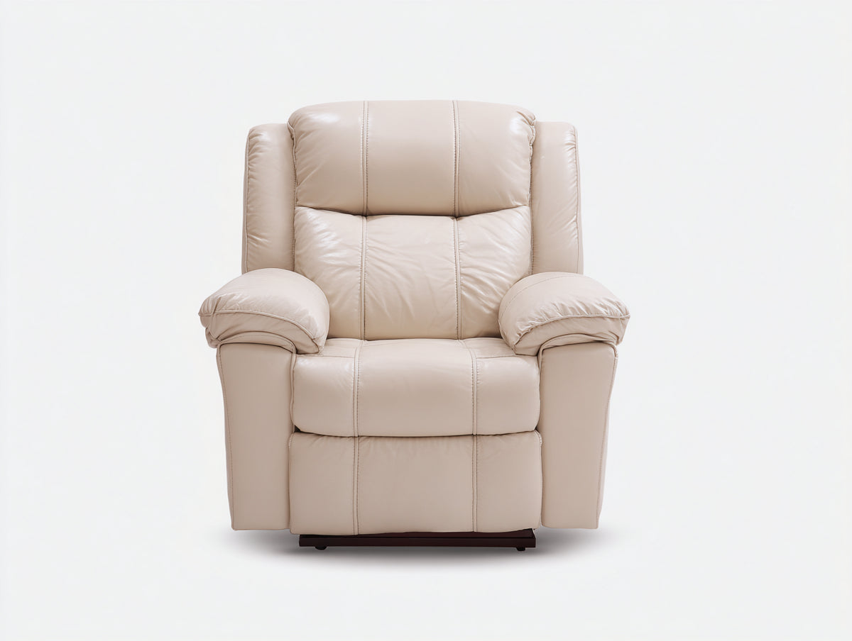 Sillones reclinables tapizados en cuero sintético 95x100x105 cm - Beige - Respaldo acolchado y reposabrazos amplios