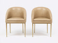 Sillas de comedor tapizadas 56x58x80 cm - beige arena y dorado - respaldo envolvente con patas metálicas diseño moderno