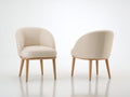 Sillas de comedor tapizadas 60x62x80 cm - Beige-Color madera natural - Respaldo envolvente y diseño moderno