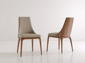 Sillas de comedor tapizadas en piel sintética 50x58x90 cm - gris topo y nogal - respaldo alto con carcasa de madera y diseño moderno